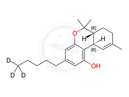 Chemical structure of (-)-Δ9-Tetrahydrocannabinol-D3, 100μg/mL in methanol