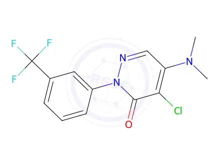 Chemical structure of 4-chloro-5-dimethylamino-2-[3-(trifluoromethyl)phenyl]pyridazin-3-one