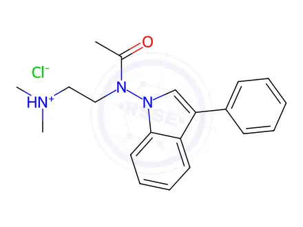 Chemical structure of Acetamide, N-[2-(dimethylamino)ethyl]-N-(3-phenyl-1H-indol-1-yl)-, hydrochloride (1:1)
