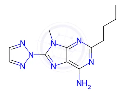 Chemical structure of 2-Butyl-9-methyl-8-(triazol-2-yl)purin-6-amine
