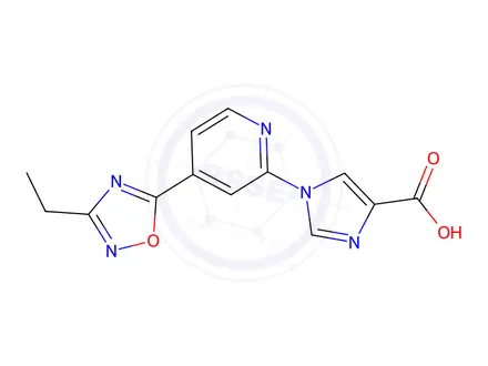 Chemical structure of 1-(4-(3-Ethyl-1,2,4-oxadiazol-5-yl)pyridin-2-yl)-1H-imidazole-4-carboxylic acid