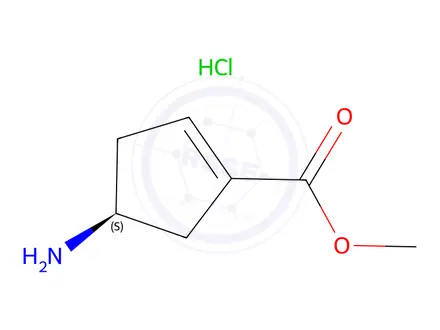 Chemical structure of Methyl (S)-4-aminocyclopent-1-ene-1-carboxylate hydrochloride