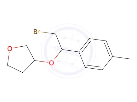 Chemical structure of 3-(2-Bromo-1-(p-tolyl)ethoxy)tetrahydrofuran