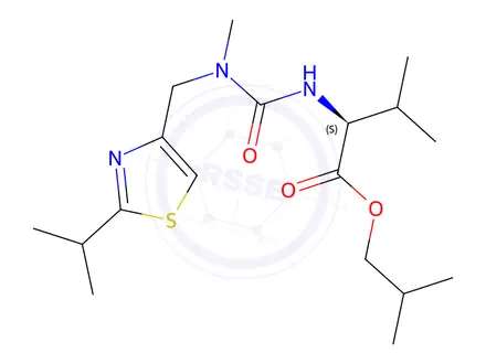 Chemical structure of (S)-isobutyl 2-(3-((2-isopropylthiazol-4-yl)methyl)-3-methylureido)-3-methylbutanoate