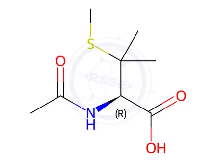 Chemical structure of S-methyl-N-acetylpenicillamine