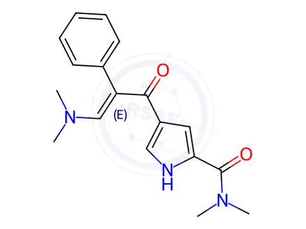 Chemical structure of 4-[(2E)-3-(Dimethylamino)-2-phenylprop-2-enoyl]-N,N-dimethyl-1H-pyrrole-2-carboxamide