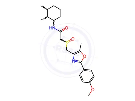 Chemical structure of Acetamide, N-(2,3-dimethylcyclohexyl)-2-[[[2-(4-methoxyphenyl)-5-methyl-4-oxazolyl]methyl]sulfinyl]-