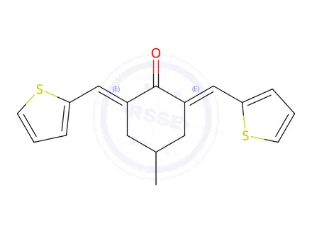 Chemical structure of (2E,6E)-4-Methyl-2,6-bis(thiophen-2-ylmethylene)cyclohexan-1-one