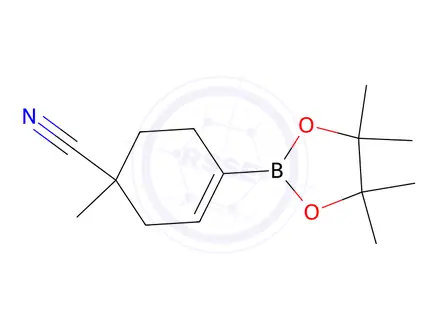 Chemical structure of 1-Methyl-4-(4,4,5,5-tetramethyl-1,3,2-dioxaborolan-2-yl)cyclohex-3-ene-1-carbonitrile