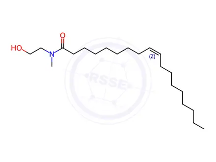 Chemical structure of 9-Octadecenamide, N-(2-hydroxyethyl)-N-methyl-, (9Z)-