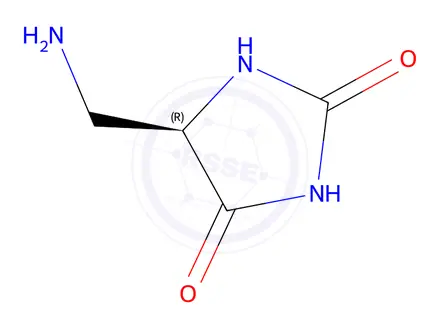 Chemical structure of (R)-5-(Aminomethyl)imidazolidine-2,4-dione