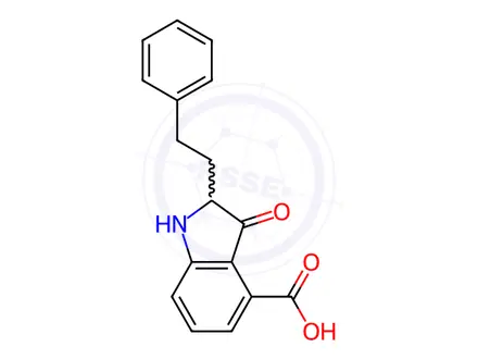 Chemical structure of 3-Oxo-2-phenethylindoline-4-carboxylic acid