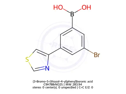Chemical structure of (3-Bromo-5-(thiazol-4-yl)phenyl)boronic acid