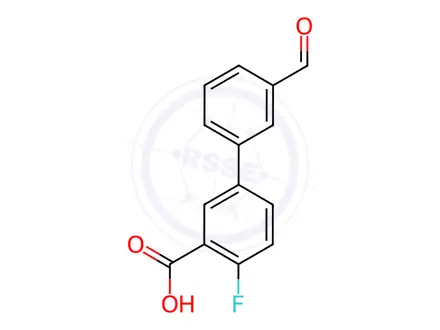 Chemical structure of 2-Fluoro-5-(3-formylphenyl)benzoic acid