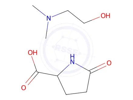 Chemical structure of 5-oxo-DL-proline, compound with 2-(dimethylamino)ethanol (1:1)