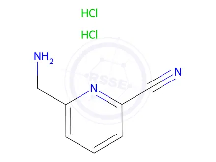 Chemical structure of 2-Pyridinecarbonitrile, 6-(aminomethyl)-, hydrochloride (1:2)