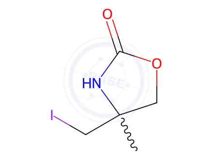 Chemical structure of 2-Oxazolidinone, 4-(iodomethyl)-4-methyl-