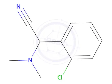 Chemical structure of (2-chlorophenyl)(dimethylamino)acetonitrile