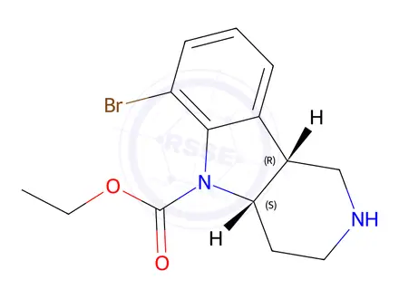 Chemical structure of Ethyl (4aS,9bR)-6-bromo-1,2,3,4,4a,9b-hexahydro-5H-pyrido[4,3-b]indole-5-carboxylate