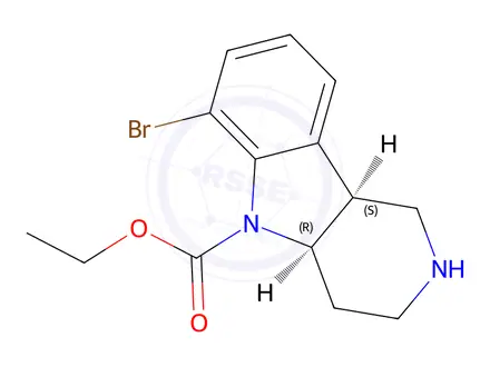 Chemical structure of Ethyl (4aR,9bS)-6-bromo-1,2,3,4,4a,9b-hexahydro-5H-pyrido[4,3-b]indole-5-carboxylate