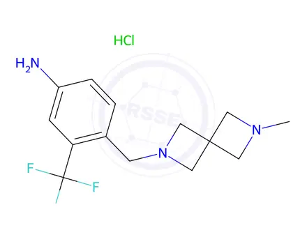 Chemical structure of 4-((6-Methyl-2,6-diazaspiro[3.3]Heptan-2-yl)methyl)-3-(trifluoromethyl)aniline hydrochloride