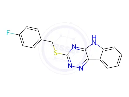 Chemical structure of 3-{[(4-fluorophenyl)methyl]sulfanyl}-5H-[1,2,4]triazino[5,6-b]indole