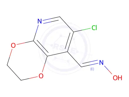 Chemical structure of 7-Chloro-2,3-dihydro-[1,4]dioxino-[2,3-b]pyridine-8-carbaldehyde oxime