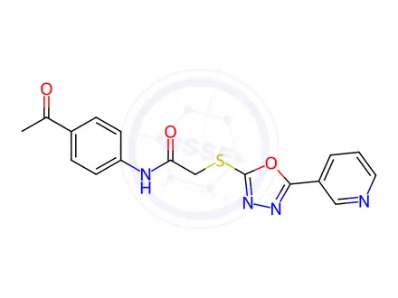Chemical structure of N-(4-Acetylphenyl)-2-((5-(pyridin-3-yl)-1,3,4-oxadiazol-2-yl)thio)acetamide