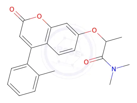 Chemical structure of Propanamide, N,N-dimethyl-2-[[4-(2-methylphenyl)-2-oxo-2H-1-benzopyran-7-yl]oxy]-