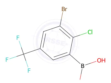 Chemical structure of (3-Bromo-2-chloro-5-(trifluoromethyl)phenyl)boronic acid