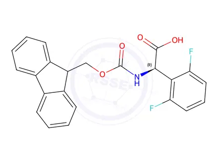 Chemical structure of (R)-2-((((9H-Fluoren-9-yl)methoxy)carbonyl)amino)-2-(2,6-difluorophenyl)acetic acid