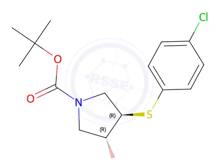 Chemical structure of tert-Butyl (3R,4R)-3-[(4-Chlorophenyl)sulfanyl]-4-hydroxypyrrolidine-1-carboxylate