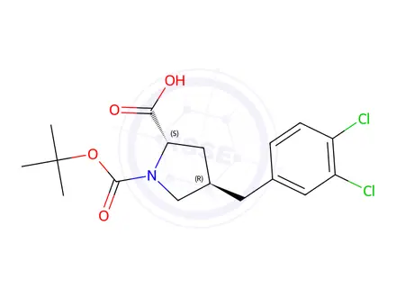 Chemical structure of (2S,4R)-1-(tert-Butoxycarbonyl)-4-(3,4-dichlorobenzyl)-pyrrolidine-2-carboxylic acid