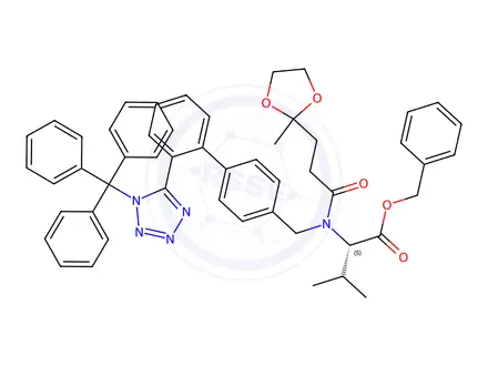 Chemical structure of N-[(2’-Trityltetrazol[1,1'-biphenyl]-4-yl)methyl]-N-[3-(2-methyl-1,3-dioxolan-2-yl)-1-oxopropyl]-L-valine Benzyl Ester