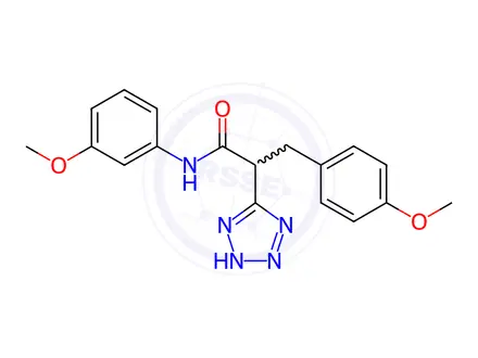 Chemical structure of N-(3-Methoxyphenyl)-3-(4-methoxyphenyl)-2-(2H-1,2,3,4-tetrazol-5-yl)propanamide