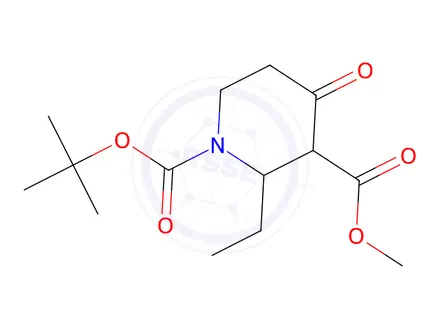 Chemical structure of 1-tert-Butyl 3-Methyl 2-ethyl-4-oxopiperidine-1,3-dicarboxylate