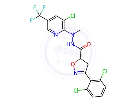 Chemical structure of N'-(3-chloro-5-(trifluoromethyl)pyridin-2-yl)-3-(2,6-dichlorophenyl)-N'-methyl-4,5-dihydroisoxazole-5-carbohydrazide