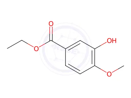 Chemical structure of Ethyl 3-hydroxy-4-methoxybenzoate