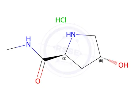 Chemical structure of (2S,4R)-4-hydroxy-N-methylpyrrolidine-2-carboxa mide hydrochloride