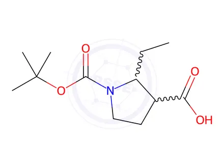 Chemical structure of 1-[(tert-Butoxy)carbonyl]-2-ethylpyrrolidine-3-carboxylic Acid