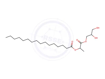 Chemical structure of 2-(hexadecanoyloxy)propionic acid, monoester with glycerol