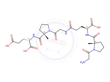 Chemical structure of (S)-2-((S)-1-(2-((S)-4-((S)-1-(2-aminoacetyl)-2-methylpyrrolidine-2-carboxamido)-4-carboxybutanamido)acetyl)-2-methylpyrrolidine-2-carboxamido)pentanedioic acid