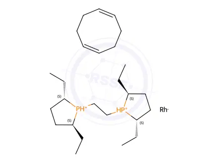 Chemical structure of 1,2-Bis((2S,5S)-2,5-diethylphospholano)ethane(cyclooctadiene)rhodium(I)