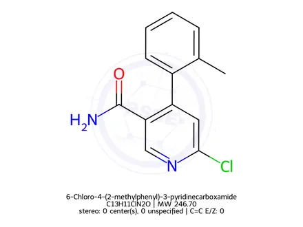Chemical structure of 6-Chloro-4-(2-methylphenyl)-3-pyridinecarboxamide