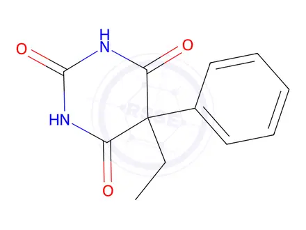 Chemical structure of 5-ethyl-5-phenylbarbituric acid, compound with 4,5-dihydro-2-methyl-1H-imidazole (1:1)