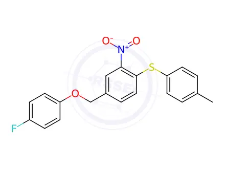 Chemical structure of 4-[(4-Fluorophenoxy)methyl]-1-[(4-methylphenyl)sulfanyl]-2-nitrobenzene