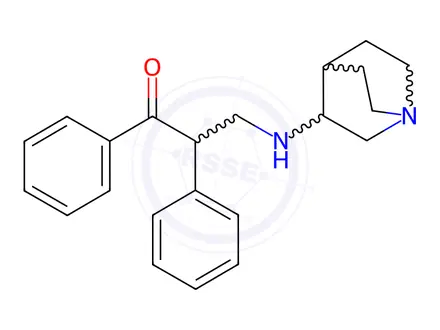 Chemical structure of β-(1-Azabicyclo[2.2.2]octan-3-ylamino)-α-phenylpropiophenone