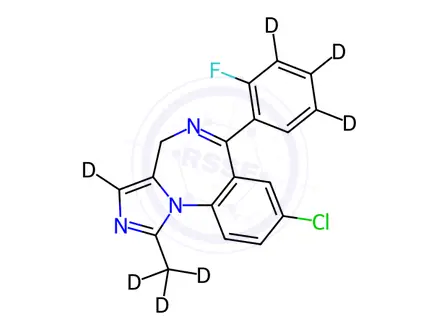 Chemical structure of Midazolam-d7 (1-methyl-d3-4H-imidazo-3-d1; 2-fluorophenyl-3,4,5-d3)