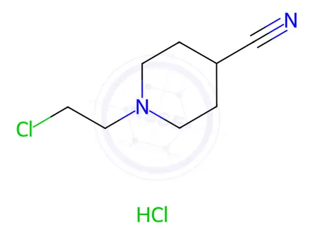 Chemical structure of 1-(2-Chloroethyl)piperidine-4-carbonitrilehydrochloride