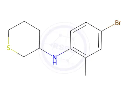 Chemical structure of N-(4-bromo-2-methylphenyl)tetrahydro-2H-thiopyran-3-amine